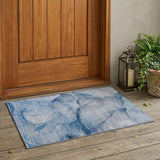 2' X 3' Blue Abstract Washable Non Skid Indoor Outdoor Area Rug