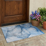 3' X 5' Blue Abstract Washable Non Skid Indoor Outdoor Area Rug