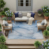 8' X 10' Blue Abstract Washable Non Skid Indoor Outdoor Area Rug