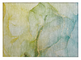 2' X 3' Green Abstract Washable Non Skid Indoor Outdoor Area Rug