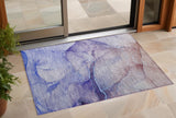 3' X 5' Blue and Brown Abstract Washable Non Skid Indoor Outdoor Area Rug
