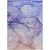 5' X 8' Blue and Brown Abstract Washable Non Skid Indoor Outdoor Area Rug