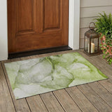 3' X 5' Olive Green Abstract Washable Non Skid Indoor Outdoor Area Rug