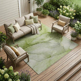 8' X 10' Olive Green Abstract Washable Indoor Outdoor Area Rug
