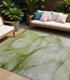 8' X 10' Olive Green Abstract Washable Indoor Outdoor Area Rug