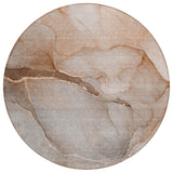 8' Taupe Round Abstract Washable Indoor Outdoor Area Rug