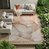 8' X 10' Taupe Abstract Washable Non Skid Indoor Outdoor Area Rug