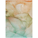 8' X 10' Teal Abstract Washable Non Skid Indoor Outdoor Area Rug