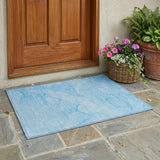 2' X 3' Blue Abstract Washable Non Skid Indoor Outdoor Area Rug