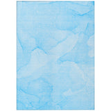 3' X 5' Blue Abstract Washable Non Skid Indoor Outdoor Area Rug