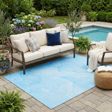 5' X 8' Blue Abstract Washable Non Skid Indoor Outdoor Area Rug