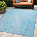 5' X 8' Blue Abstract Washable Non Skid Indoor Outdoor Area Rug