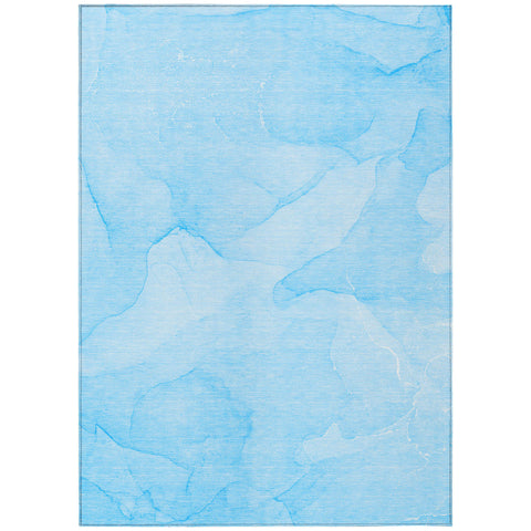 5' X 8' Blue Abstract Washable Non Skid Indoor Outdoor Area Rug