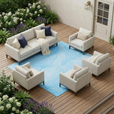 8' X 10' Blue Abstract Washable Non Skid Indoor Outdoor Area Rug
