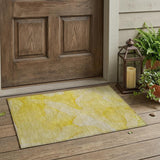 2' X 3' Gold Abstract Washable Non Skid Indoor Outdoor Area Rug