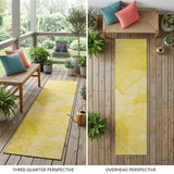 2' X 8' Gold Abstract Washable Non Skid Indoor Outdoor Runner Rug
