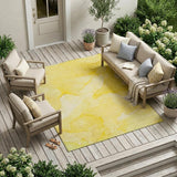 8' X 10' Gold Abstract Washable Non Skid Indoor Outdoor Area Rug
