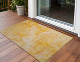 3' X 5' Orange Abstract Washable Non Skid Indoor Outdoor Area Rug