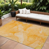 8' X 10' Orange Abstract Washable Non Skid Indoor Outdoor Area Rug