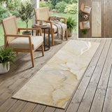 2' X 8' Beige Abstract Washable Indoor Outdoor Runner Rug