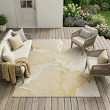 8' X 10' Beige Abstract Washable Indoor Outdoor Area Rug