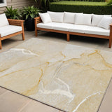 8' X 10' Beige Abstract Washable Indoor Outdoor Area Rug