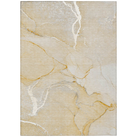 8' X 10' Beige Abstract Washable Indoor Outdoor Area Rug