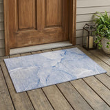 2' X 3' Blue Abstract Washable Non Skid Indoor Outdoor Area Rug