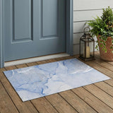 3' X 5' Blue Abstract Washable Non Skid Indoor Outdoor Area Rug