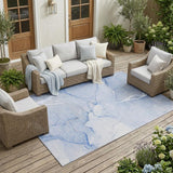 8' X 10' Blue Abstract Washable Non Skid Indoor Outdoor Area Rug