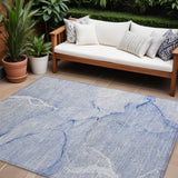 8' X 10' Blue Abstract Washable Non Skid Indoor Outdoor Area Rug