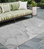 8' Runner Gray Abstract Washable Non Skid Indoor Outdoor Runner Rug