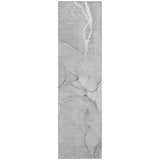 8' Runner Gray Abstract Washable Non Skid Indoor Outdoor Runner Rug