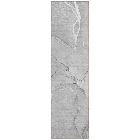 8' Runner Gray Abstract Washable Non Skid Indoor Outdoor Runner Rug
