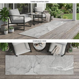 8' Runner Gray Abstract Washable Non Skid Indoor Outdoor Runner Rug