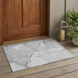 3' X 5' Gray Abstract Washable Non Skid Indoor Outdoor Area Rug