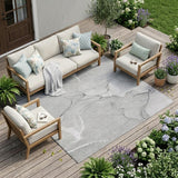 8' X 10' Gray Abstract Washable Non Skid Indoor Outdoor Area Rug