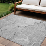 8' X 10' Gray Abstract Washable Non Skid Indoor Outdoor Area Rug