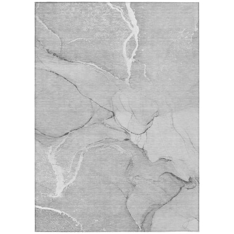 8' X 10' Gray Abstract Washable Non Skid Indoor Outdoor Area Rug