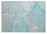 2' X 3' Teal Abstract Washable Non Skid Indoor Outdoor Area Rug