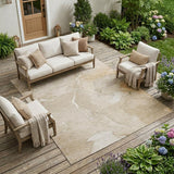 8' X 10' Beige Abstract Washable Non Skid Indoor Outdoor Area Rug