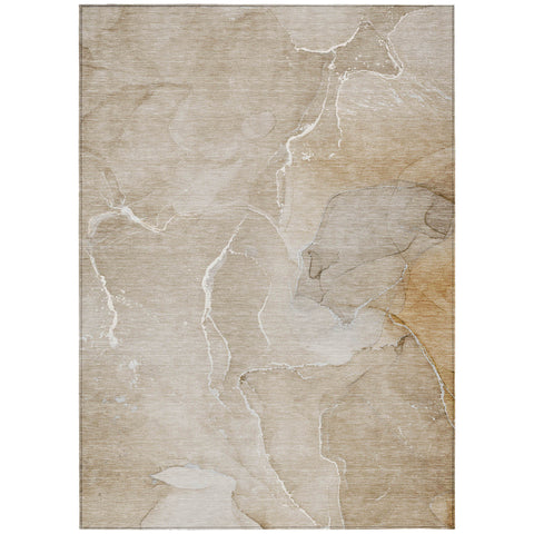 8' X 10' Beige Abstract Washable Non Skid Indoor Outdoor Area Rug