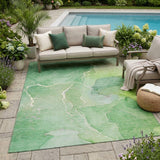 5' X 8' Green Abstract Washable Non Skid Indoor Outdoor Area Rug