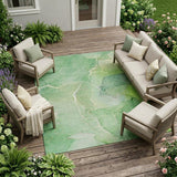 8' X 10' Green Abstract Washable Non Skid Indoor Outdoor Area Rug