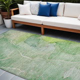 8' X 10' Green Abstract Washable Non Skid Indoor Outdoor Area Rug