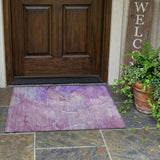 2' X 3' Purple Abstract Washable Non Skid Indoor Outdoor Area Rug