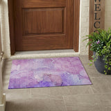 3' X 5' Purple Abstract Washable Non Skid Indoor Outdoor Area Rug