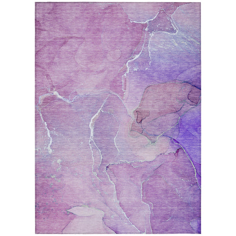 3' X 5' Purple Abstract Washable Non Skid Indoor Outdoor Area Rug