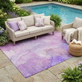 5' X 8' Purple Abstract Washable Non Skid Indoor Outdoor Area Rug
