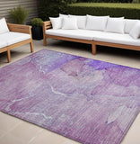 8' X 10' Purple Abstract Washable Non Skid Indoor Outdoor Area Rug